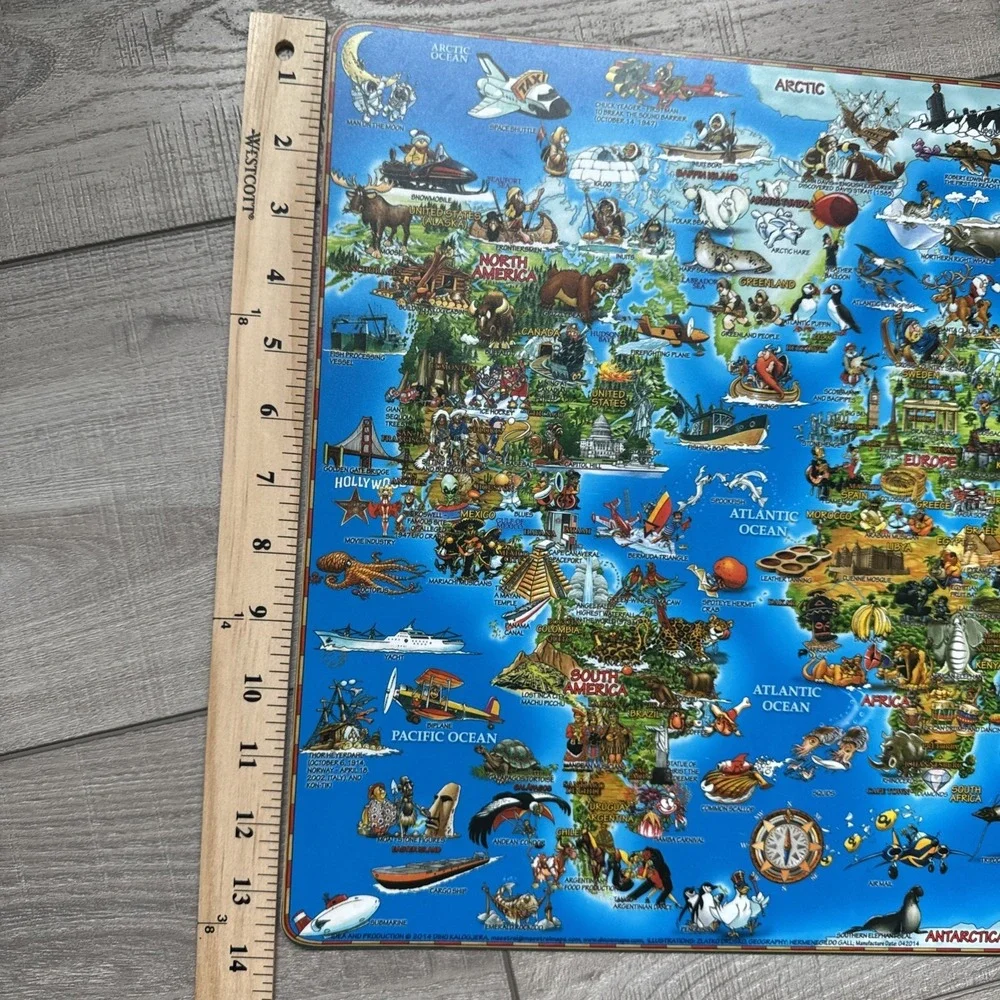 2014 Dino Laminated Geography Learning Placemat World Map 18